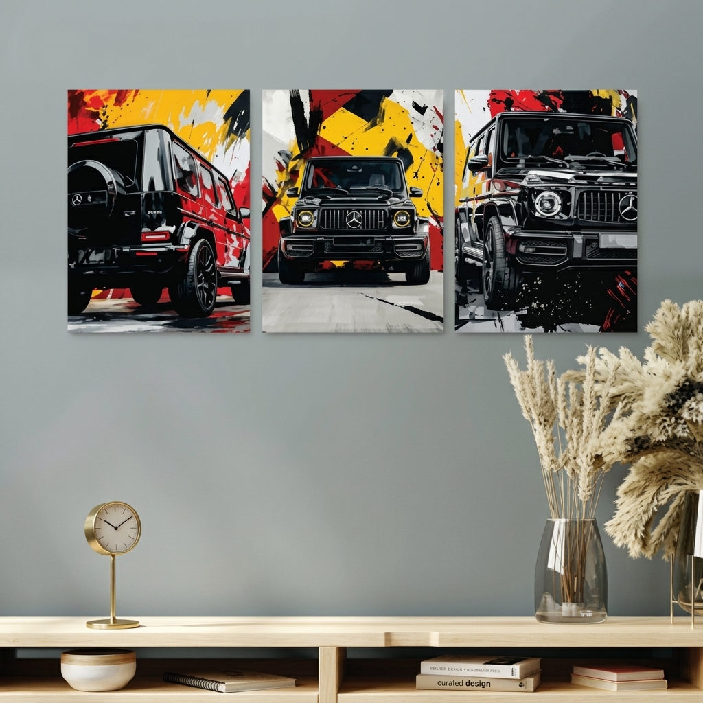 Luxury G-Wagon Series 3-Piece Decorative HD MDF Wall Art Frame Set | Set Of 3