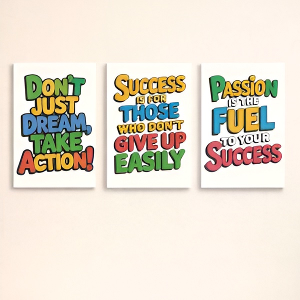 3-Piece Leafy Abstract Wall Art Frames Set - HD Print on MDF