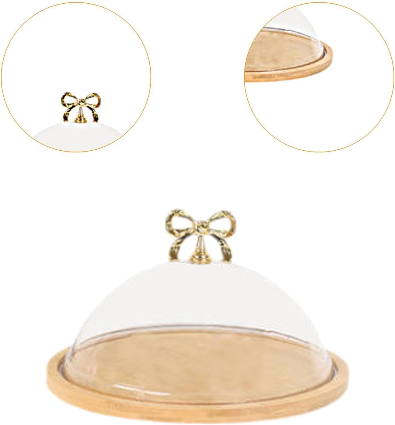 Small Wooden Base Cake Dish with Glass Dome Cover