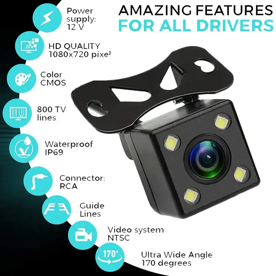 Universal Car Rear View Camera 4 LED Back Camera