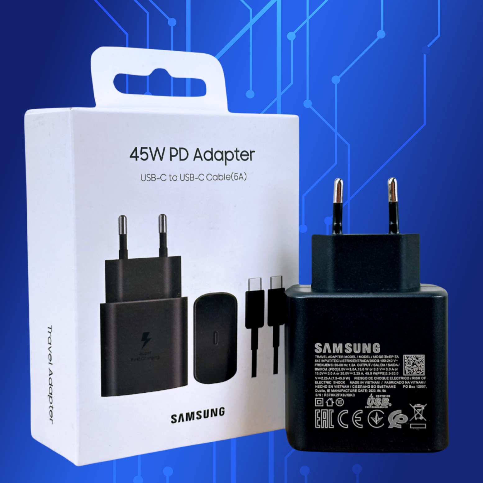 45W USB‑C Power Adapter for Samsung – PD Fast Charging (Random Color) view 2