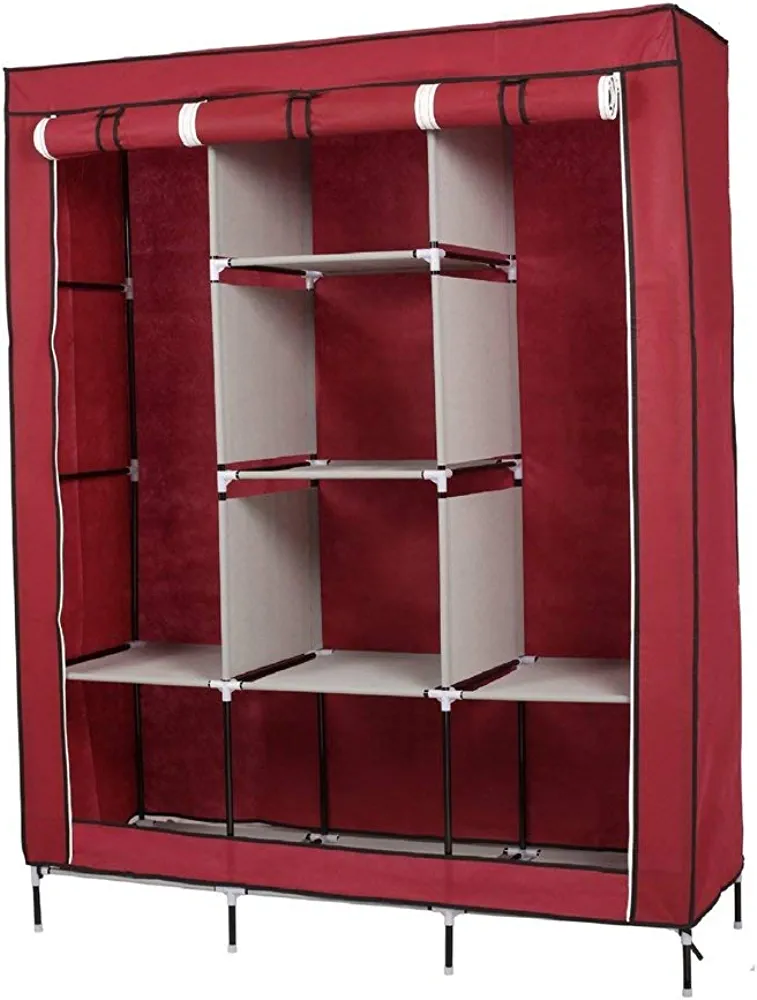Premium Fabric Wardrobe with Dustproof Cover – Large Capacity Portable Clothes Organizer | Stylish Storage Cabinet for Home, Bedroom & Hostel view 4