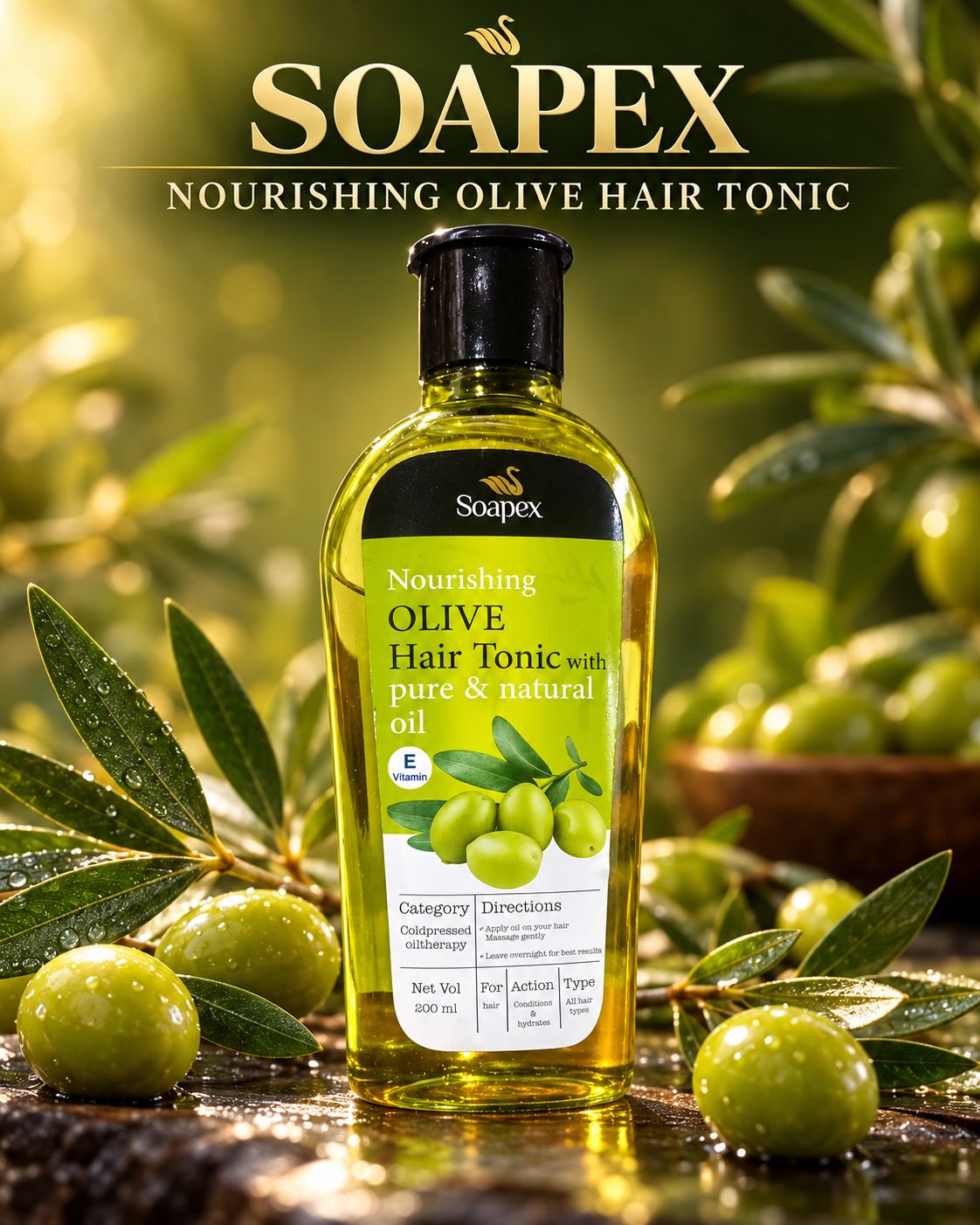 Soapex Nourishing Olive Hair Tonic Vitamin A, D and E 200ml