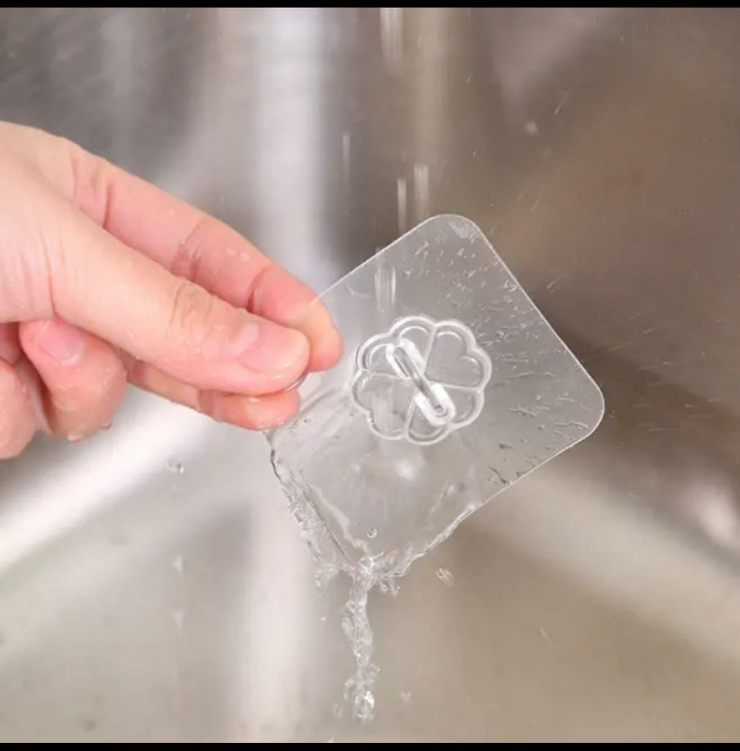 Transparent Adhesive Wall Hooks (Pack of 3) view 2