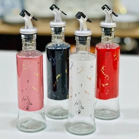 Glass Oil Bottle Marble Touch | Random Shape/Color view 2