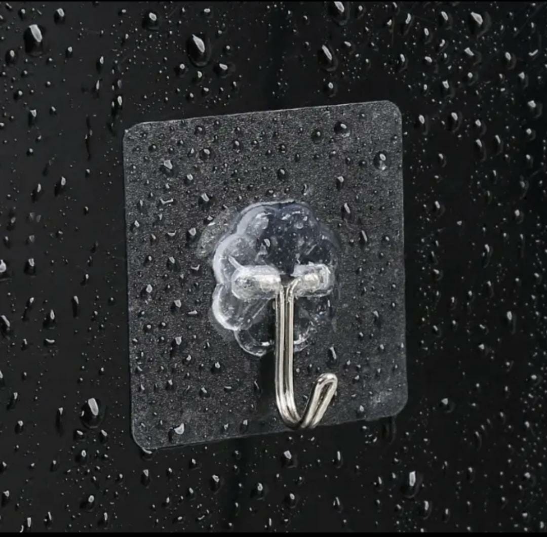 Transparent Adhesive Wall Hooks (Pack of 3) view 3