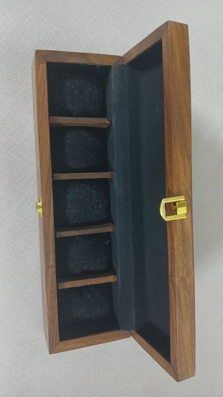 Wooden Watch Box - 5 Slots with Wooden Top view 5