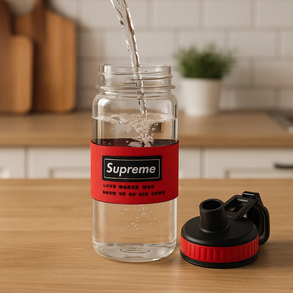 Glass Bottle Sipper Style Red 410 ml | Random Color