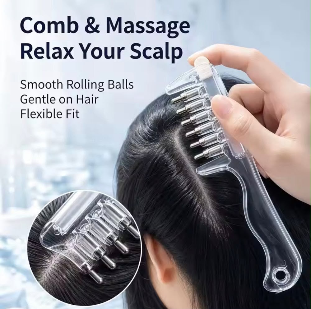 Scalp Massage & Relaxing Comb with Rolling Balls – Gentle Head Massager Comb for Scalp Massage, Hair Care & Relaxation (Random Color) view 3