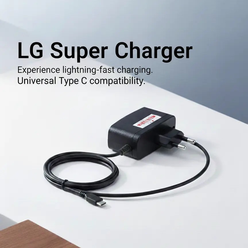 LG Original Supply Type-C Charger With Cable, Compact Design And Fast Charging Performance
