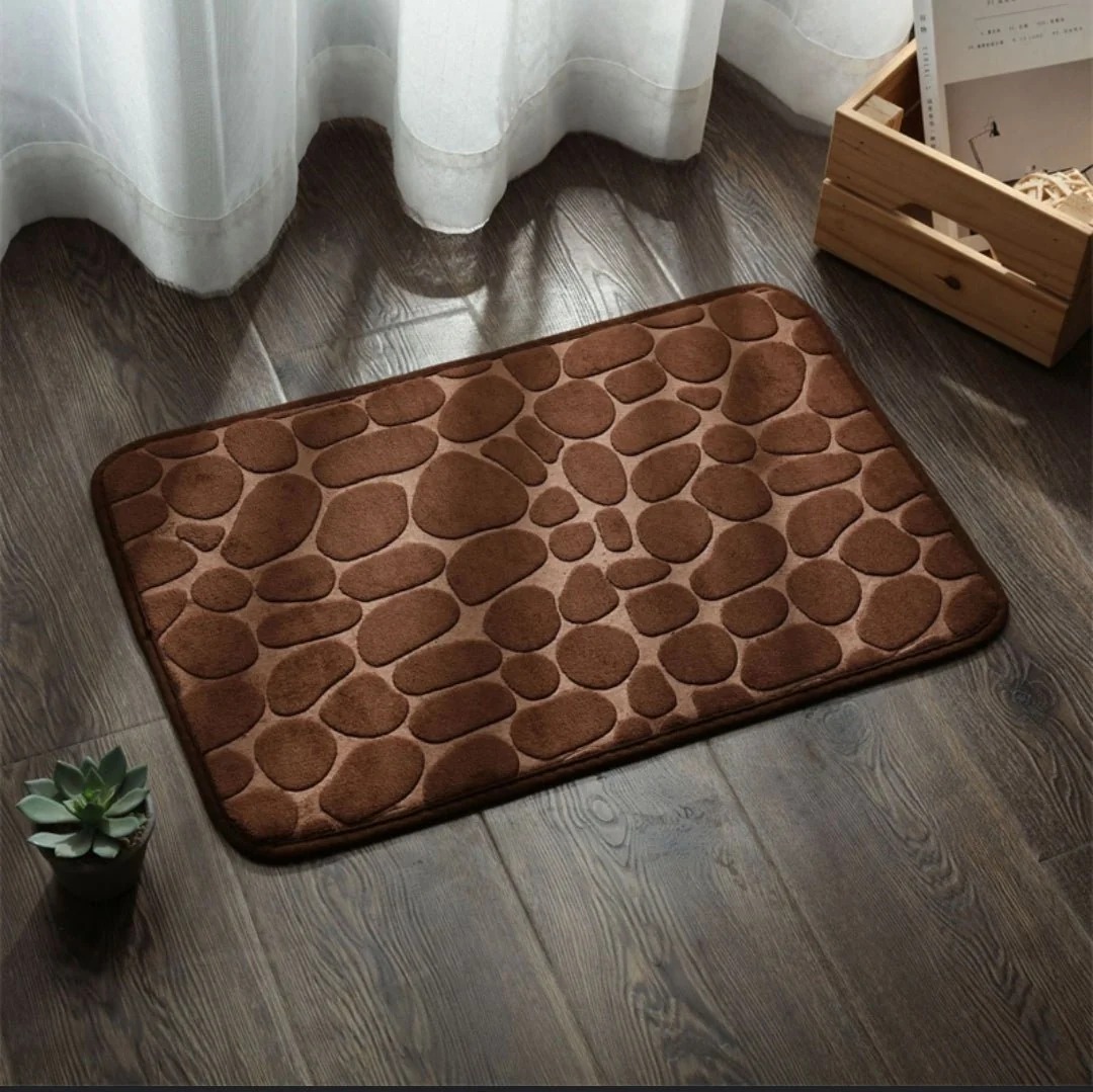 Ultra Soft 3D Cobblestone Velvet Door Mat (38x58 cm)