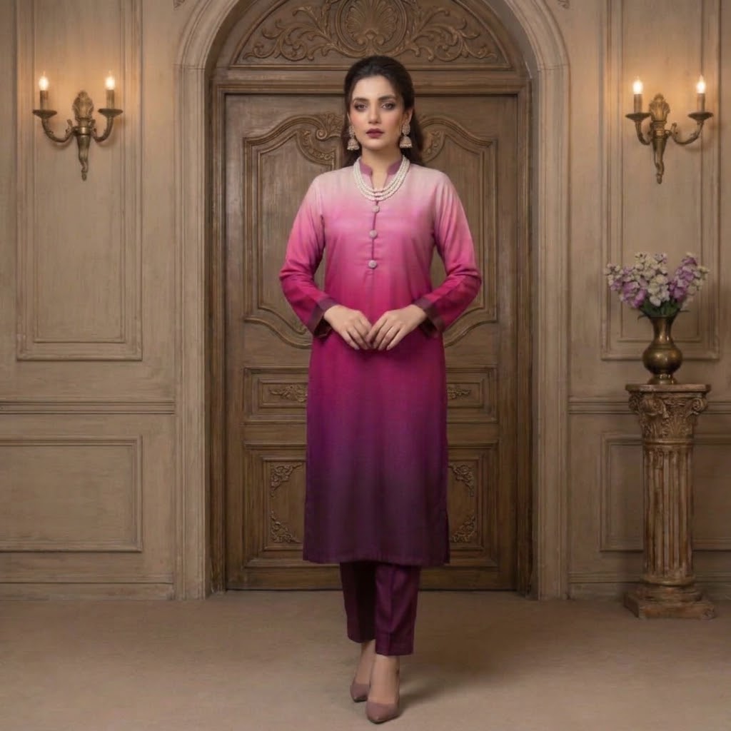 3-Piece Multishaded Silky Airline Suit (Unstitched) – Design 21 | Premium Soft Silk Dress Set