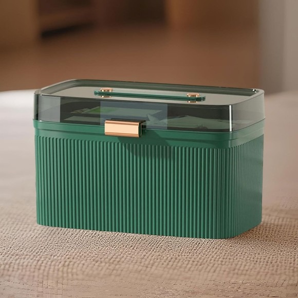 Ribbed Storage Box with Transparent Lid