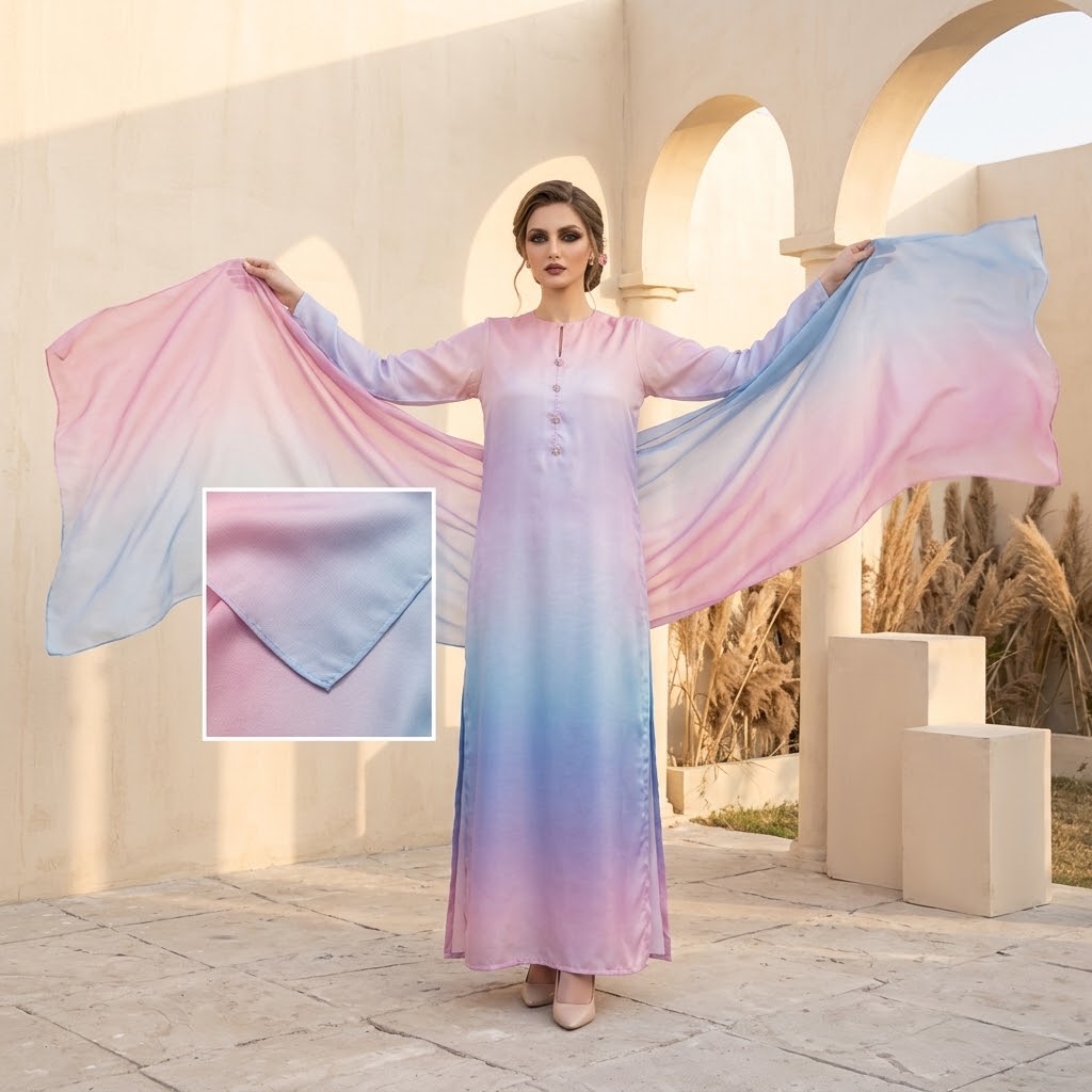 3-Piece Multishaded Silky Airline Suit (Unstitched) – Design 22 | Premium Soft Silk Dress Set view 2