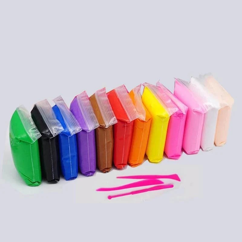 12 Colour Super Light Air Dry Polymer Modeling Clay Set With Plastic Sculpting Tools For Creative Arts And Crafts