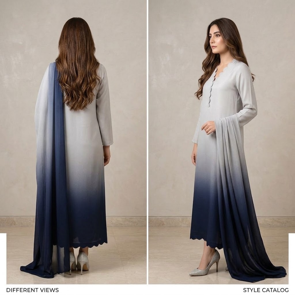 3-Piece Multishaded Silky Airline Suit - Unstitched (Design 4) view 2