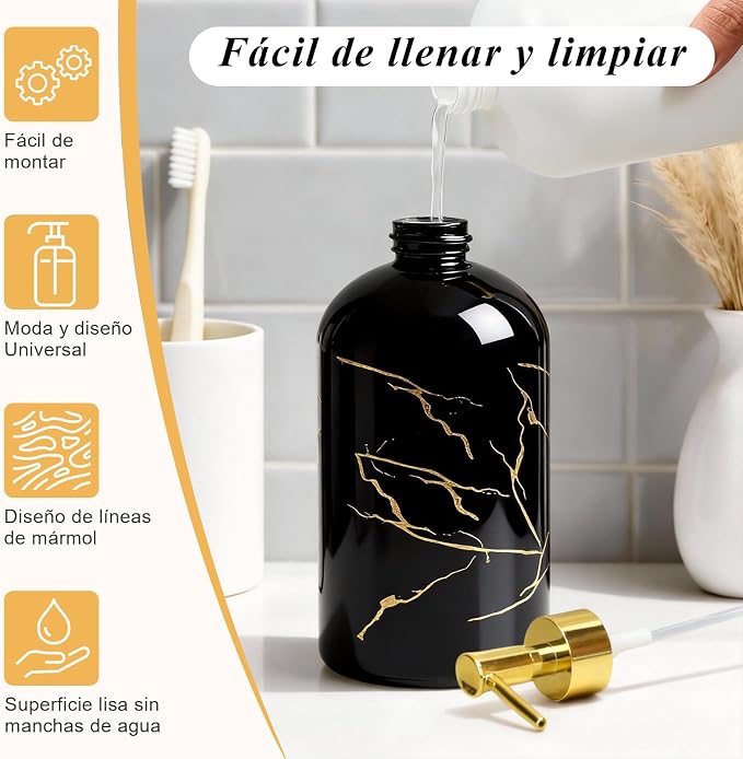 Soap Dispenser Black Glossy Marble