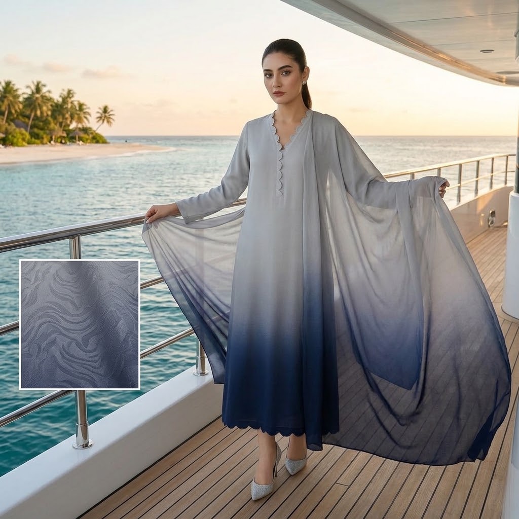 3-Piece Multishaded Silky Airline Suit - Unstitched (Design 4)