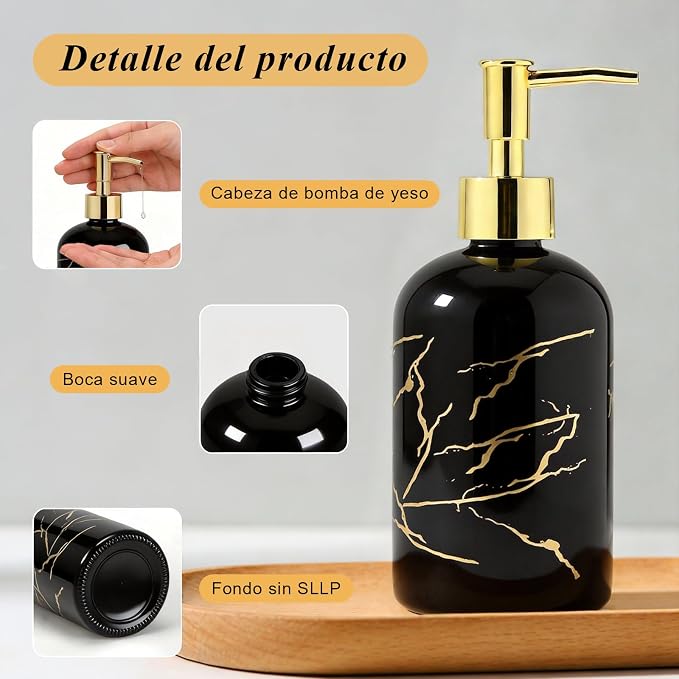 Soap Dispenser Black Glossy Marble view 3
