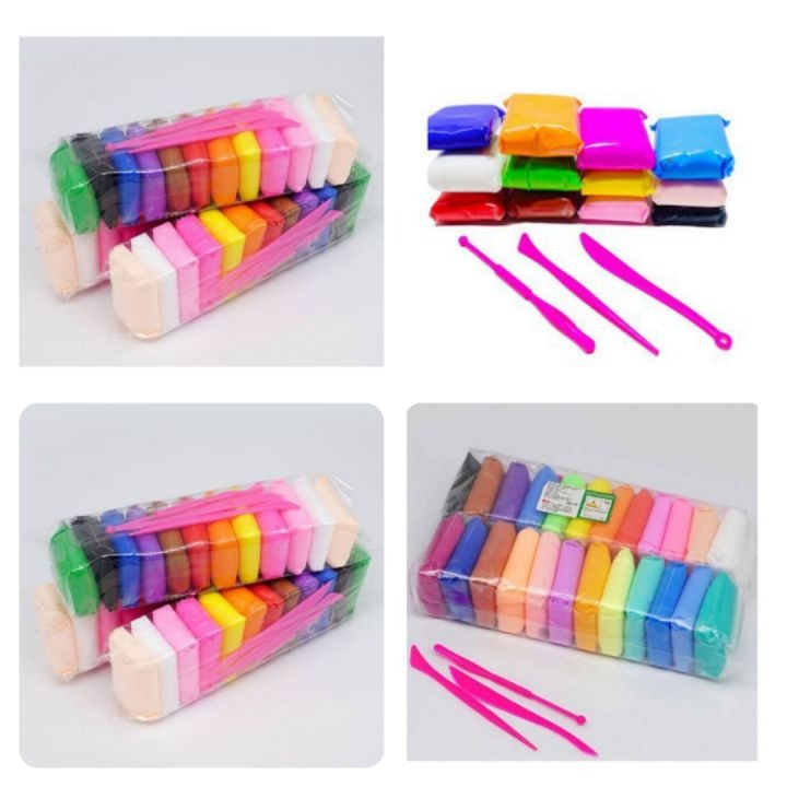 12 Colour Super Light Air Dry Polymer Modeling Clay Set With Plastic Sculpting Tools For Creative Arts And Crafts view 2